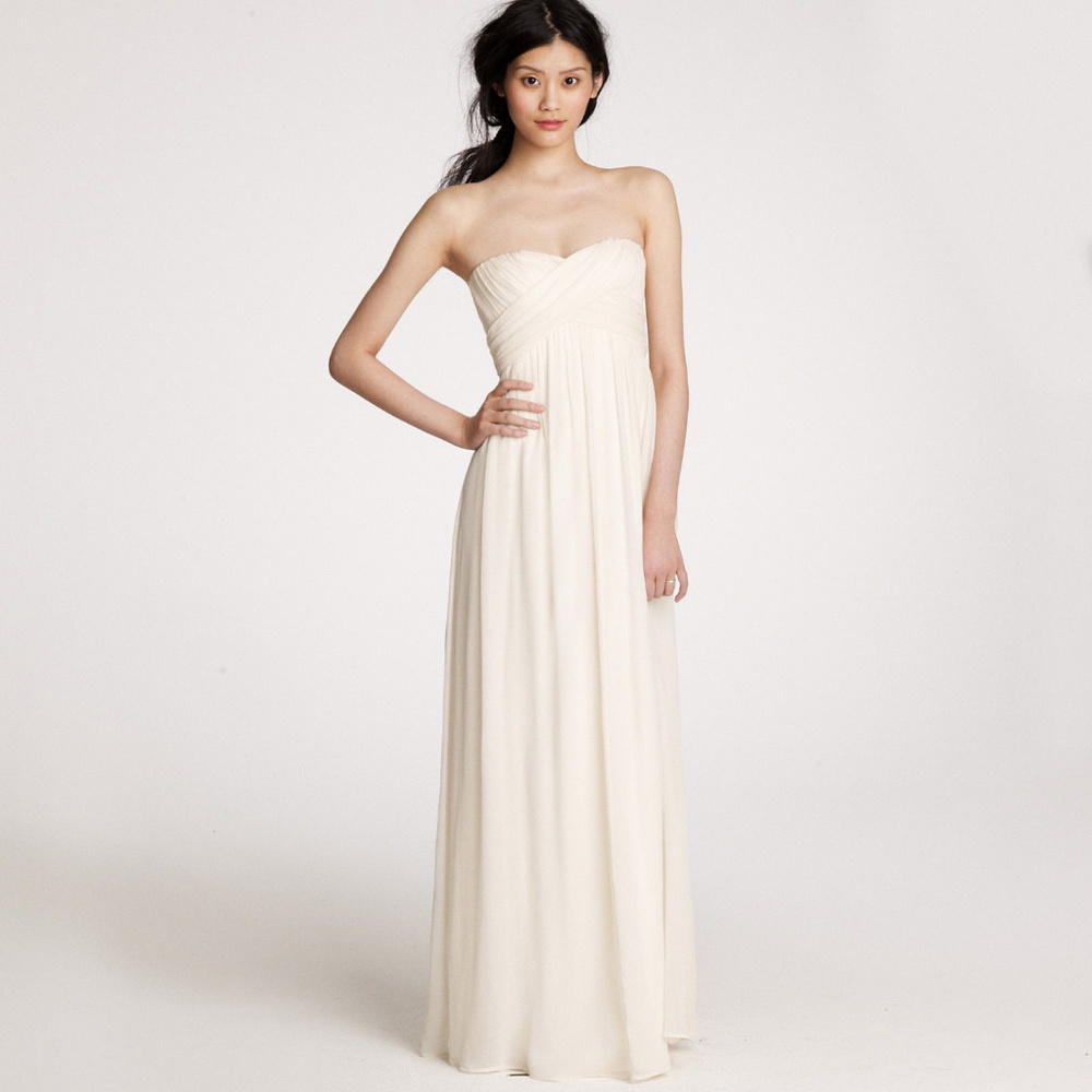 J CREW NWT Strapless Silk Chiffon Ivory 'Taryn' Gown * FIRM PRICE